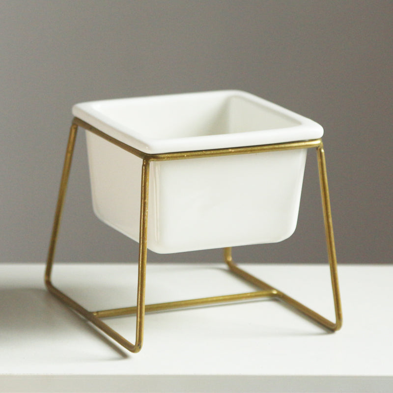 Nordic Style Ceramic Flower Pot with Iron Stand