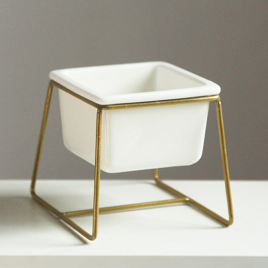 Nordic Style Ceramic Flower Pot with Iron Stand