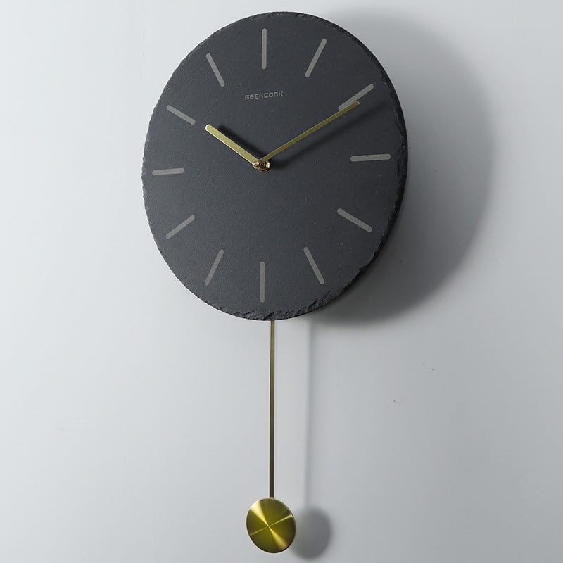 Nordic Creative Home Wall Clock with Brass Accents