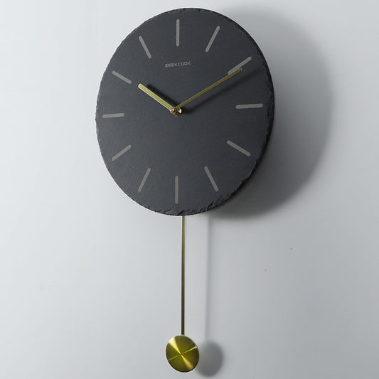Nordic Creative Home Wall Clock with Brass Accents