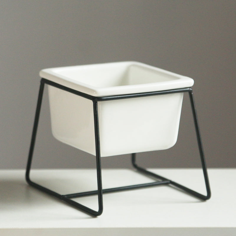 Nordic Style Ceramic Flower Pot with Iron Stand