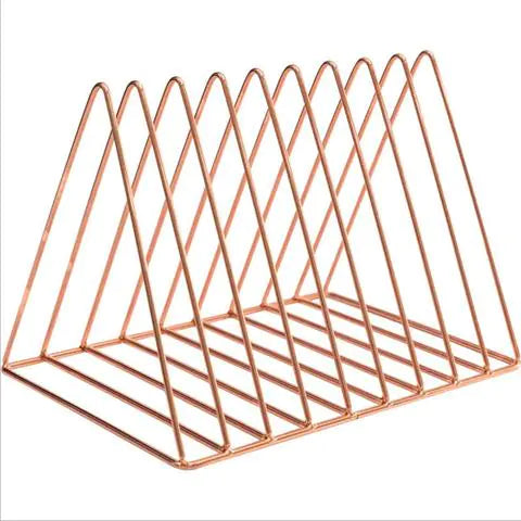 Metal Triangle Bookshelf and Organizer Rack