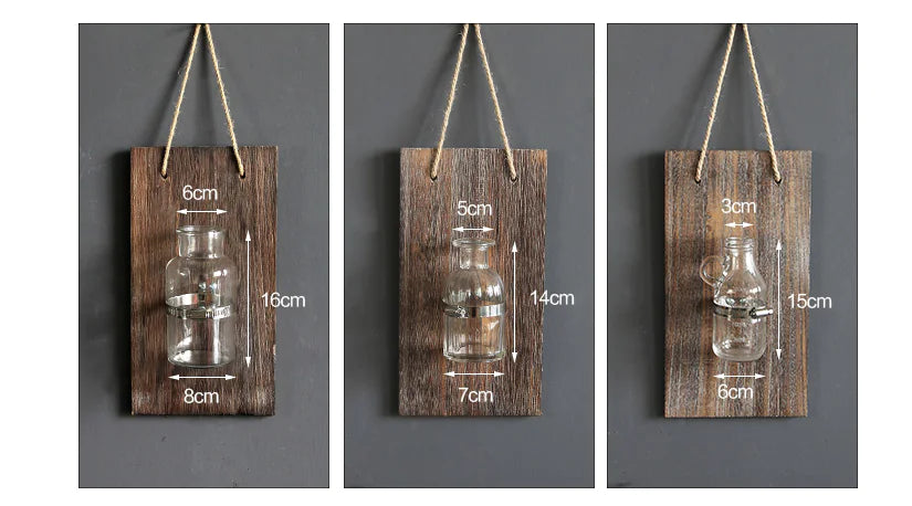 Scandinavian Wooden Hydroponic Glass Vase Wall Decor