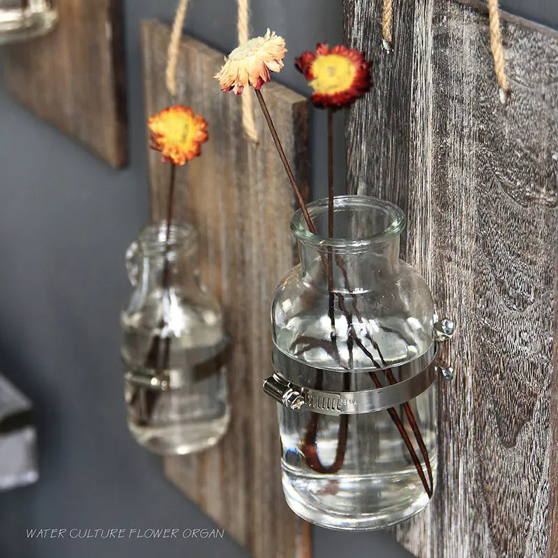 Scandinavian Wooden Hydroponic Glass Vase Wall Decor